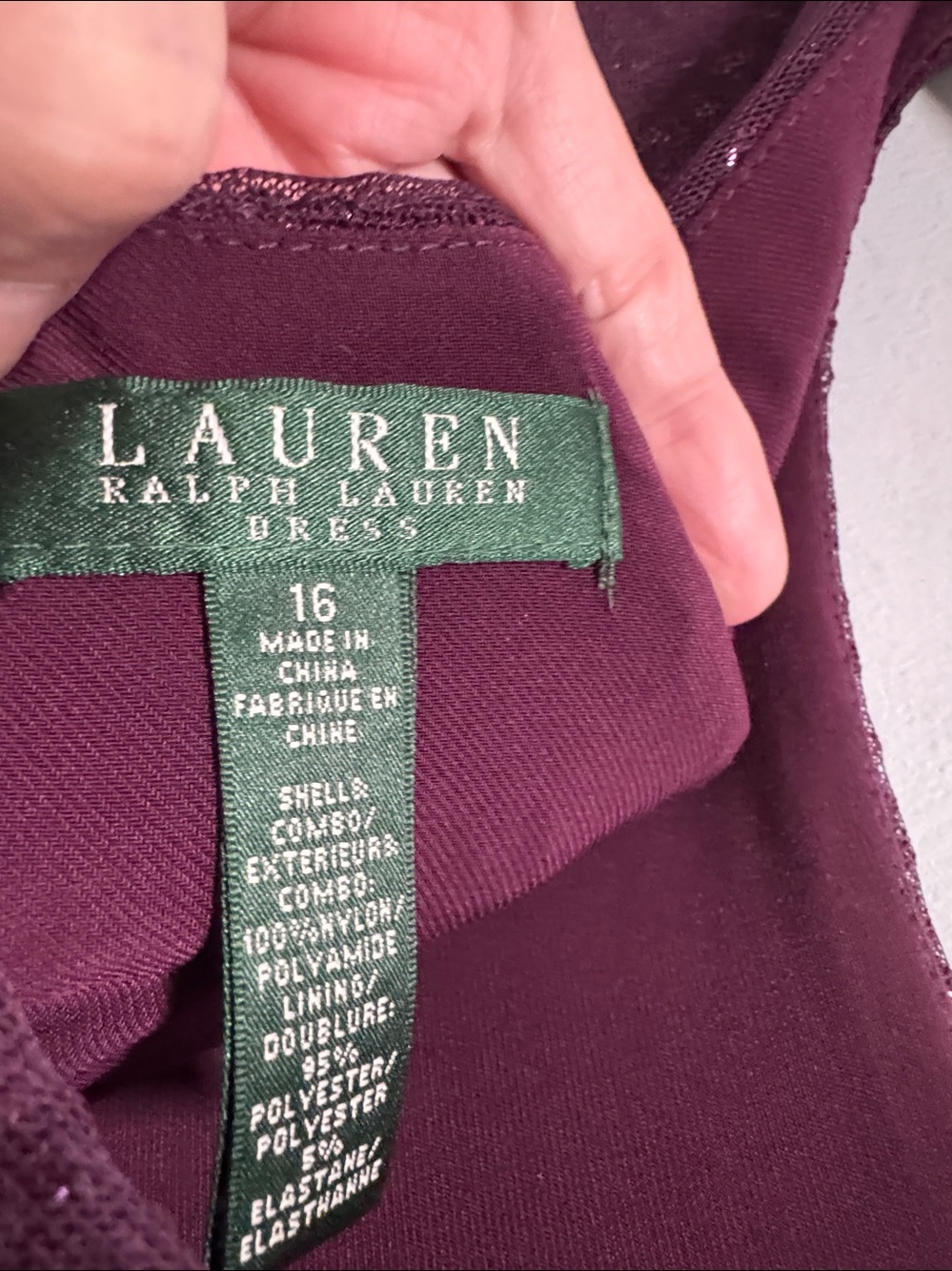 Lauren Ralph Lauren Elegant Women's Sparkling Twist-Front Evening Dress in Plum - Picture 9 of 11